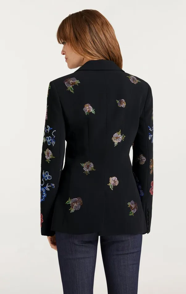 Women Blazers Cinq Sept Heatset Pansy Garden Cheyenne Blazer Blackmulti