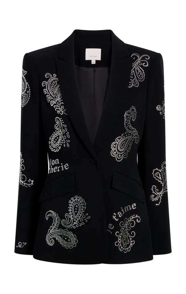 Women Blazers Cinq Sept Mini Paisley Embellished Cheyenne Blazer Black