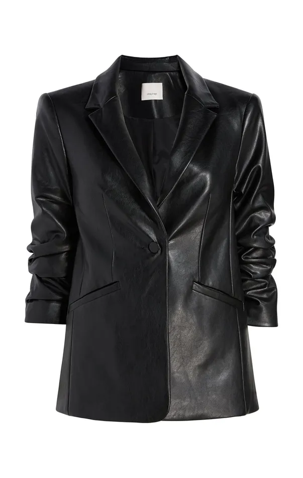 Women Blazers Cinq Sept Vegan Leather Kylie Blazer Black