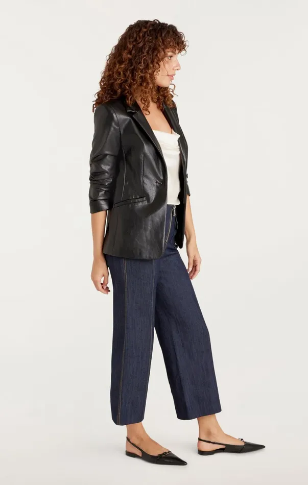 Women Blazers Cinq Sept Vegan Leather Kylie Blazer Black