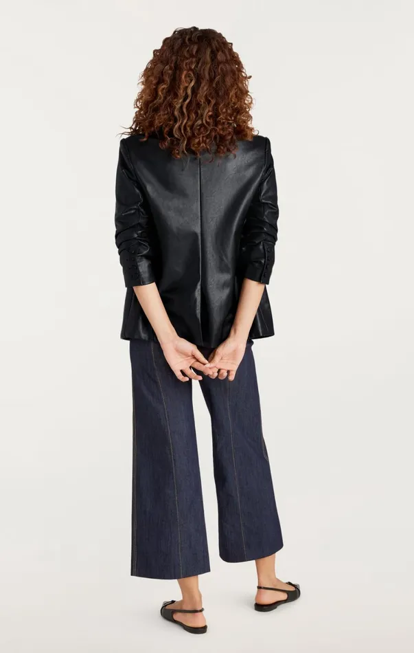 Women Blazers Cinq Sept Vegan Leather Kylie Blazer Black