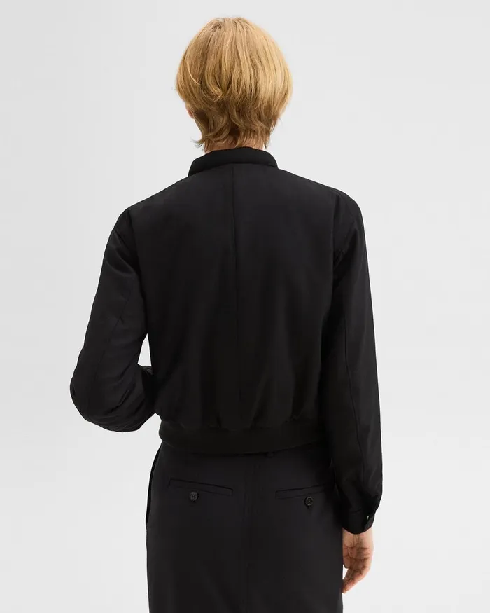 Women Blazers Jackets Theory Cropped Jacket In Stretch Flannel Black