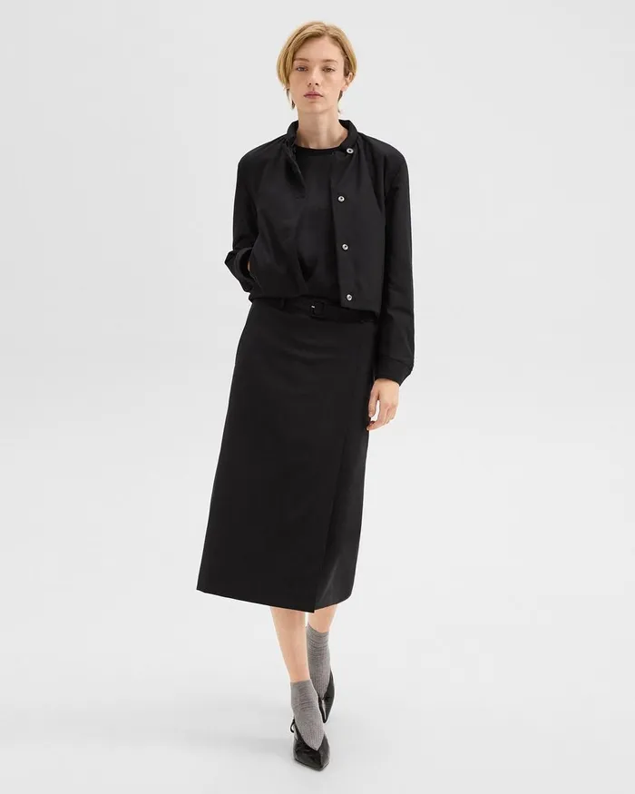 Women Blazers Jackets Theory Cropped Jacket In Stretch Flannel Black