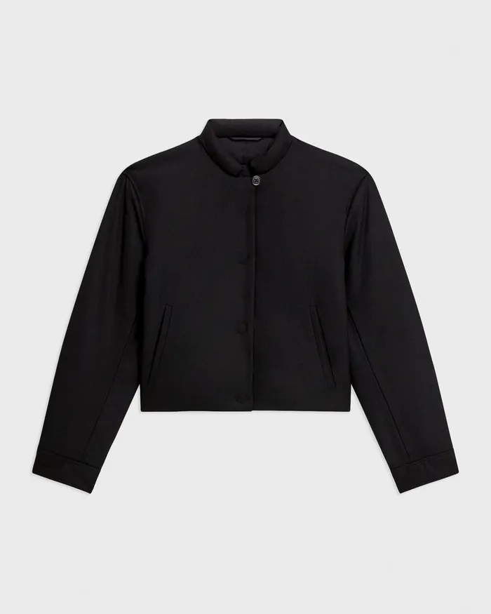 Women Blazers Jackets Theory Cropped Jacket In Stretch Flannel Black