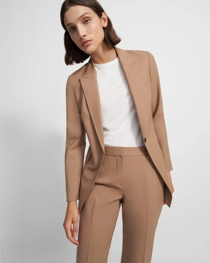 Women Blazers Jackets Theory Etiennette Blazer In Good Wool Camel
