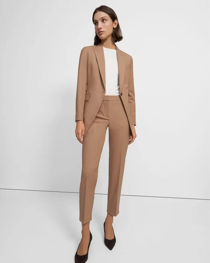 Women Blazers Jackets Theory Etiennette Blazer In Good Wool Camel