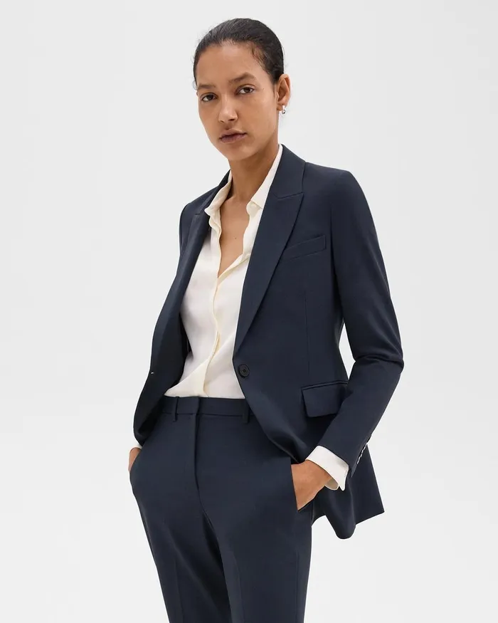 Women Blazers Jackets Theory Etiennette Blazer In Good Wool Nocturne Navy