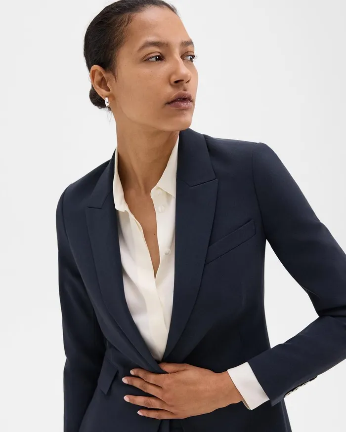 Women Blazers Jackets Theory Etiennette Blazer In Good Wool Nocturne Navy