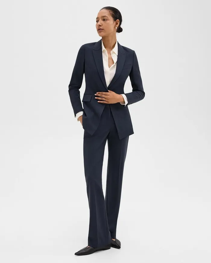 Women Blazers Jackets Theory Etiennette Blazer In Good Wool Nocturne Navy