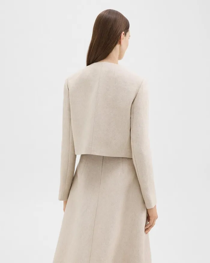 Women Blazers Jackets Theory Military Jacket In Basket Weave Linen Straw