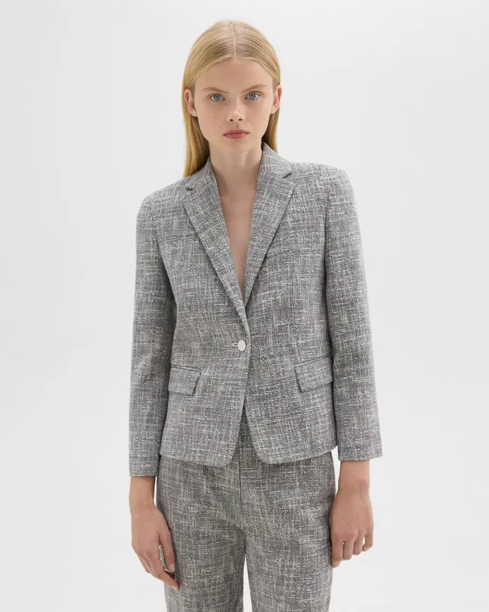 Women Blazers Jackets Theory Slim Blazer In Canvas Tweed Black Multi