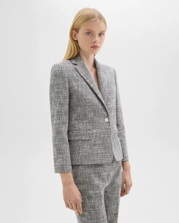 Women Blazers Jackets Theory Slim Blazer In Canvas Tweed Black Multi