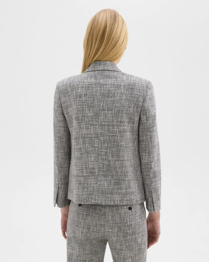 Women Blazers Jackets Theory Slim Blazer In Canvas Tweed Black Multi