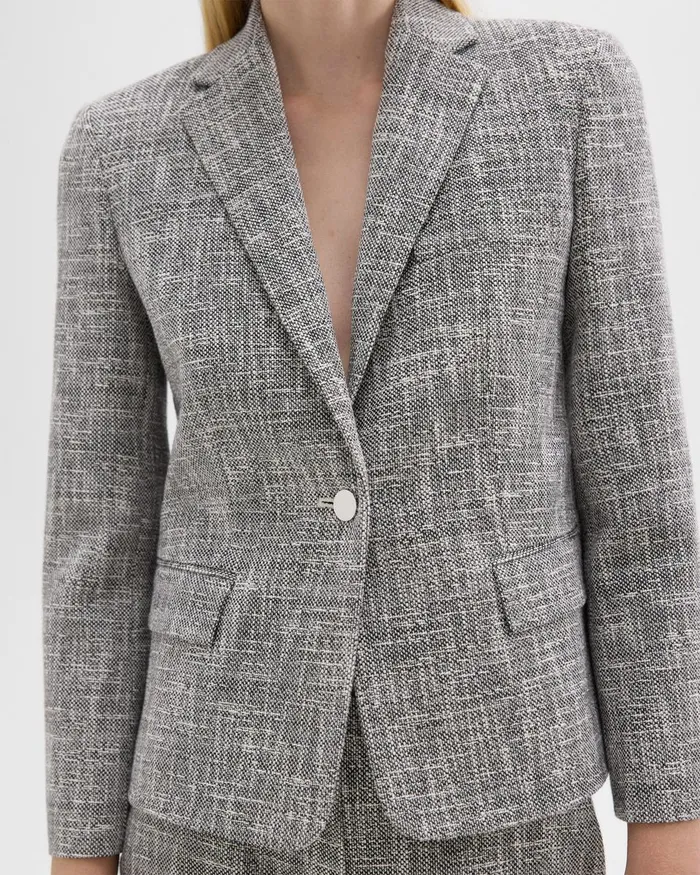 Women Blazers Jackets Theory Slim Blazer In Canvas Tweed Black Multi