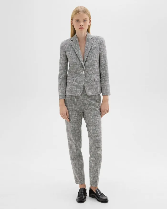 Women Blazers Jackets Theory Slim Blazer In Canvas Tweed Black Multi