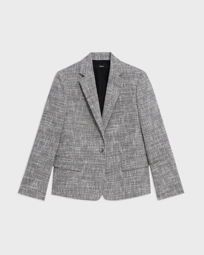 Women Blazers Jackets Theory Slim Blazer In Canvas Tweed Black Multi