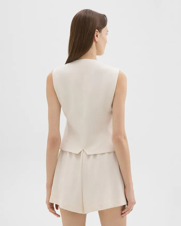 Women Blazers Jackets Theory Slim Vest In Striped Admiral Crepe Rice