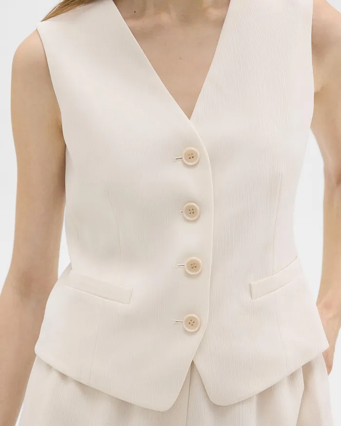 Women Blazers Jackets Theory Slim Vest In Striped Admiral Crepe Rice