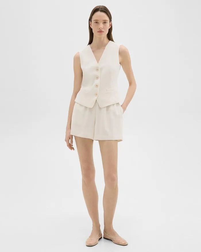 Women Blazers Jackets Theory Slim Vest In Striped Admiral Crepe Rice