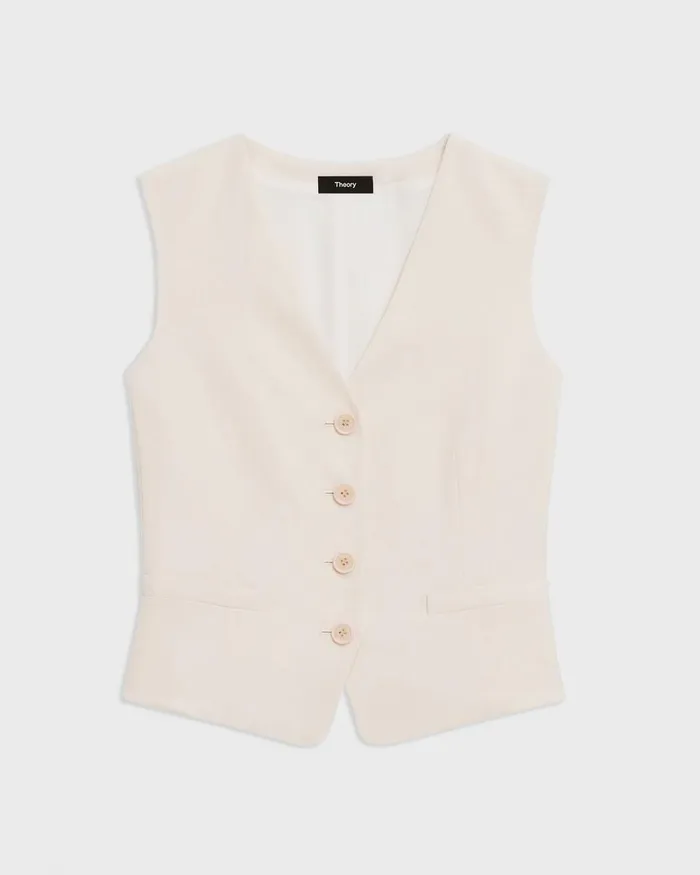 Women Blazers Jackets Theory Slim Vest In Striped Admiral Crepe Rice