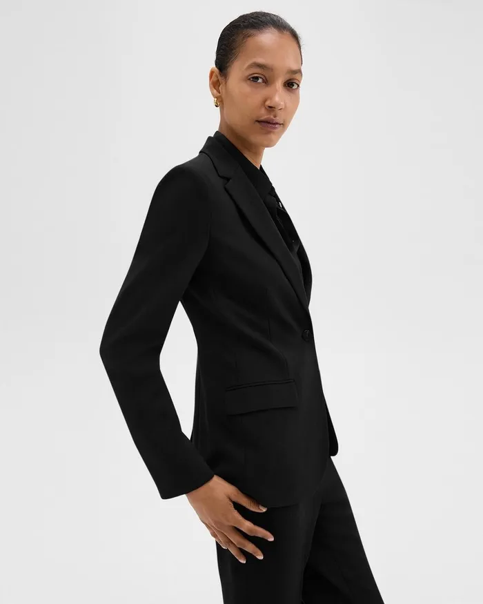 Women Blazers Jackets Theory Staple Blazer In Admiral Crepe Black