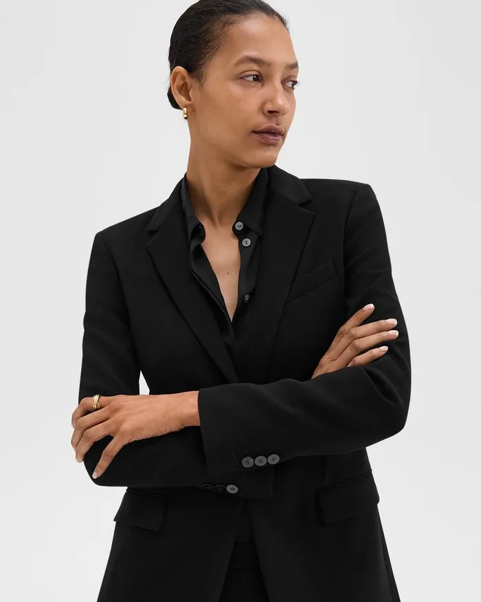 Women Blazers Jackets Theory Staple Blazer In Admiral Crepe Black