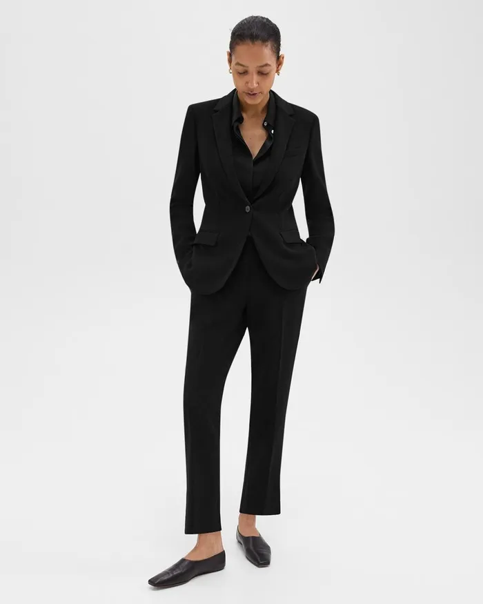 Women Blazers Jackets Theory Staple Blazer In Admiral Crepe Black