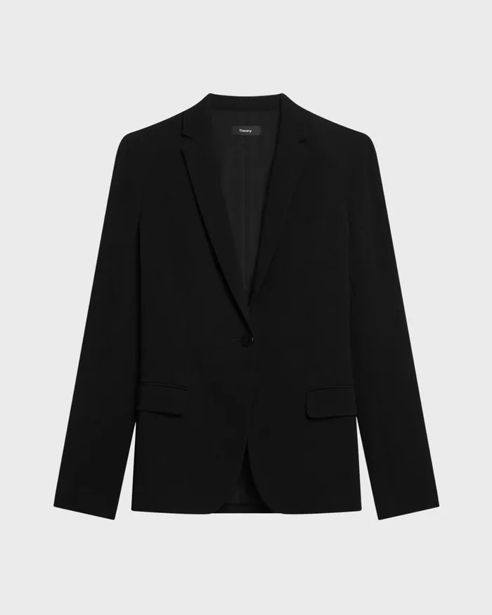 Women Blazers Jackets Theory Staple Blazer In Admiral Crepe Black