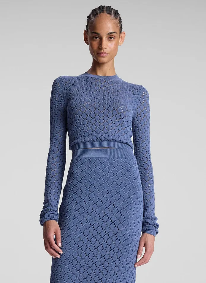 Women Brandi Pointelle Knit Top Steel Blue ALC Tops