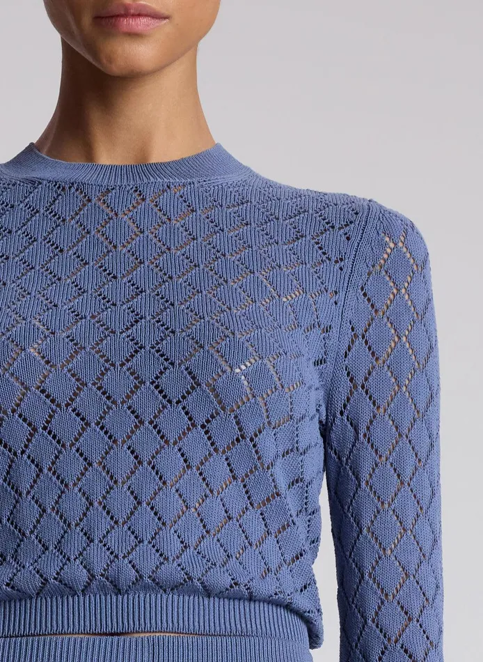 Women Brandi Pointelle Knit Top Steel Blue ALC Tops
