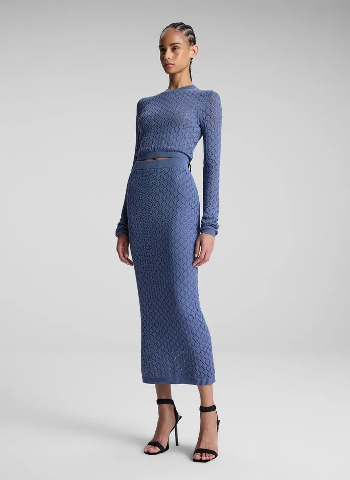 Women Brandi Pointelle Knit Top Steel Blue ALC Tops
