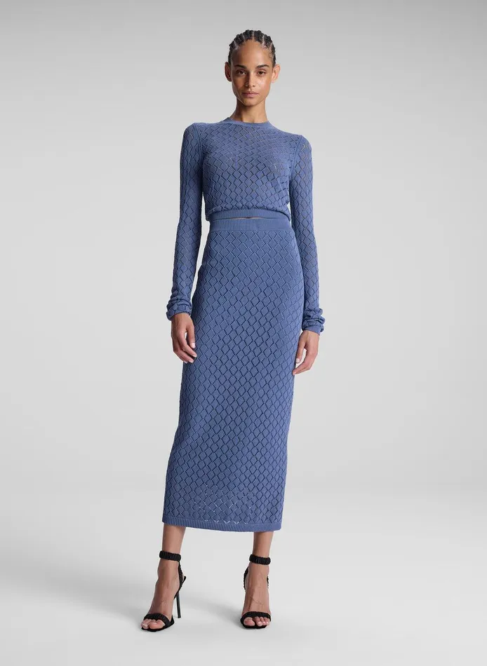 Women Brandi Pointelle Knit Top Steel Blue ALC Tops
