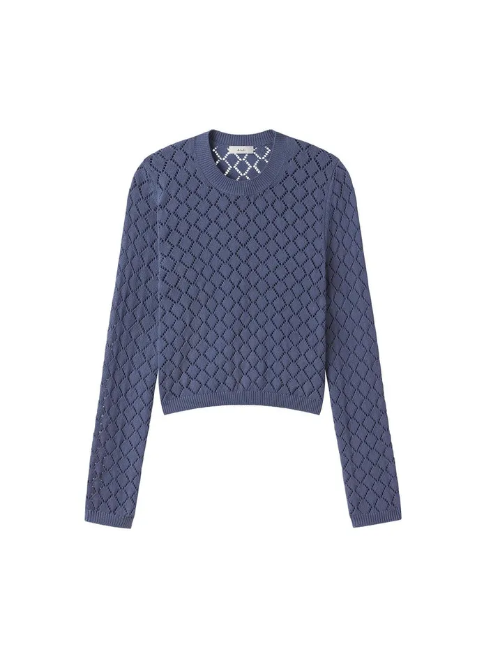 Women Brandi Pointelle Knit Top Steel Blue ALC Tops