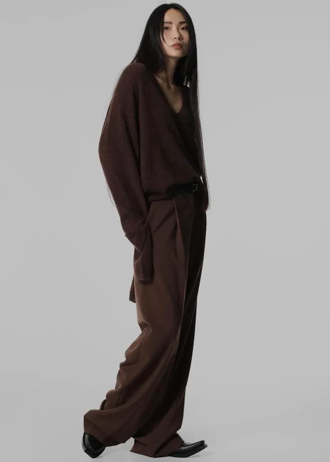 Women Brayden V Neck Sweater 8211 Brown The Frankie Shop Knitwear