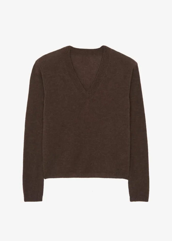 Women Brayden V Neck Sweater 8211 Brown The Frankie Shop Knitwear