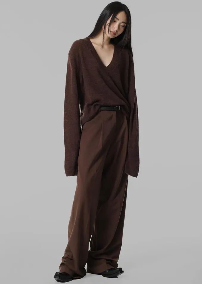 Women Brayden V Neck Sweater 8211 Brown The Frankie Shop Knitwear