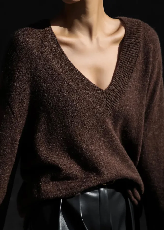 Women Brayden V Neck Sweater 8211 Brown The Frankie Shop Knitwear