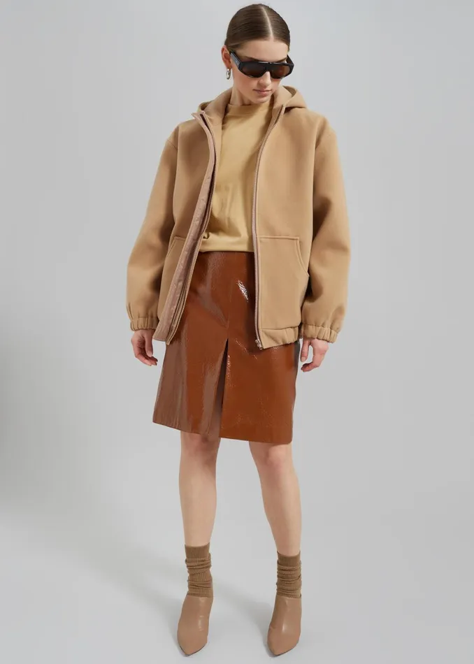 Women Britt Crackled Faux Leather Midi Skirt 8211 Camel The Frankie Shop Bottoms