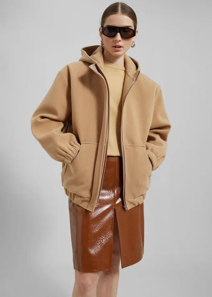 Women Britt Crackled Faux Leather Midi Skirt 8211 Camel The Frankie Shop Bottoms