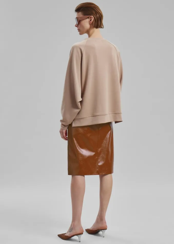 Women Britt Crackled Faux Leather Midi Skirt 8211 Camel The Frankie Shop Bottoms