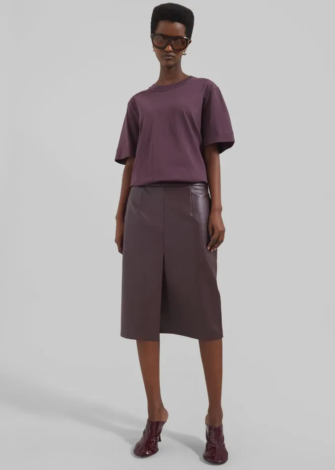 Women Brooklyn Faux Leather Midi Skirt 8211 Burgundy The Frankie Shop Bottoms