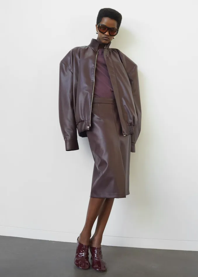 Women Brooklyn Faux Leather Midi Skirt 8211 Burgundy The Frankie Shop Bottoms