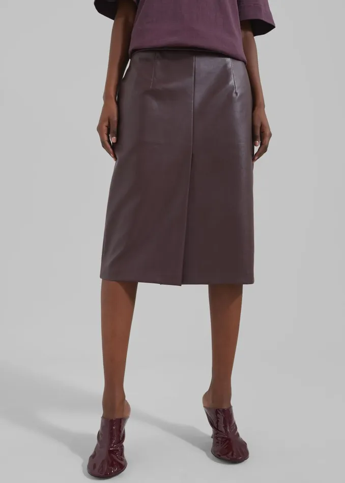 Women Brooklyn Faux Leather Midi Skirt 8211 Burgundy The Frankie Shop Bottoms