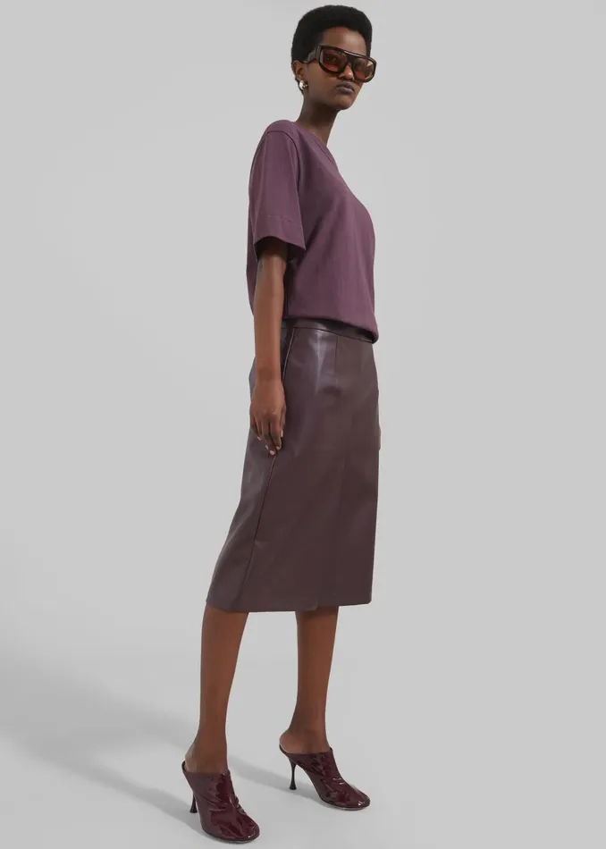Women Brooklyn Faux Leather Midi Skirt 8211 Burgundy The Frankie Shop Bottoms