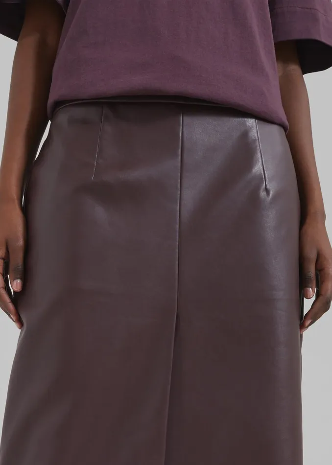 Women Brooklyn Faux Leather Midi Skirt 8211 Burgundy The Frankie Shop Bottoms