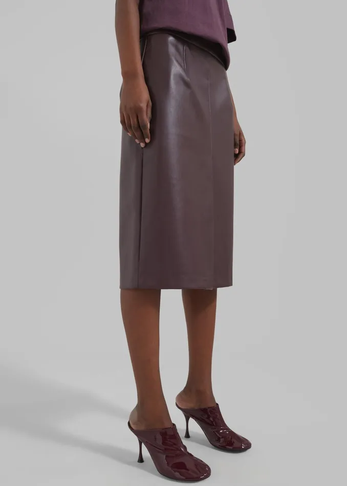 Women Brooklyn Faux Leather Midi Skirt 8211 Burgundy The Frankie Shop Bottoms