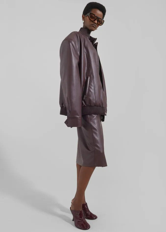 Women Brooklyn Faux Leather Midi Skirt 8211 Burgundy The Frankie Shop Bottoms