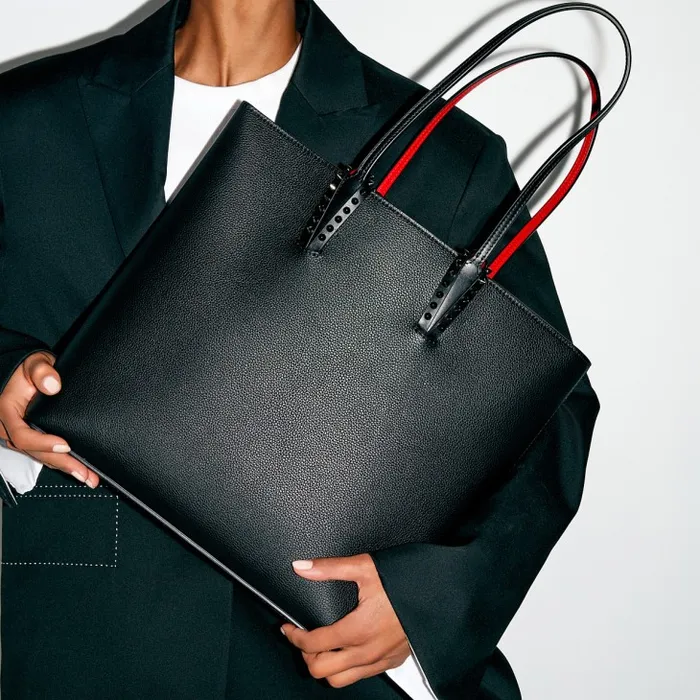 Women Cabata Tote Bag 8211 Grained Calf Leather 8211 Black Christian Louboutin Totes