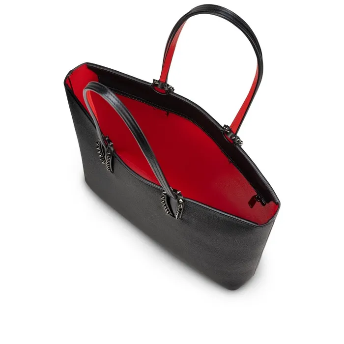 Women Cabata Tote Bag 8211 Grained Calf Leather 8211 Black Christian Louboutin Totes