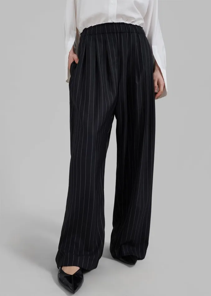 Women Caden Boxer Trousers 8211 BlackWhite Pinstripe The Frankie Shop Bottoms